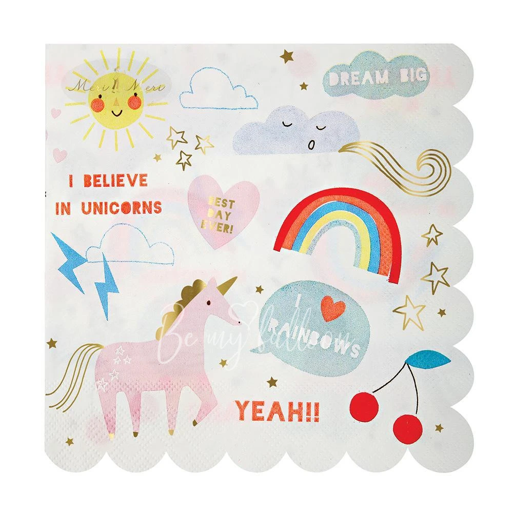 Rainbow & Unicorn Napkins (large)