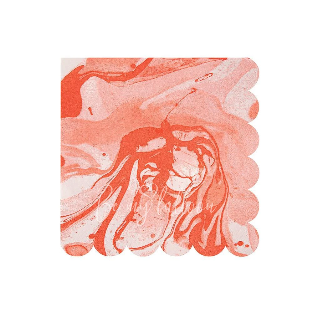 Neon Orange Marble Napkins (small)