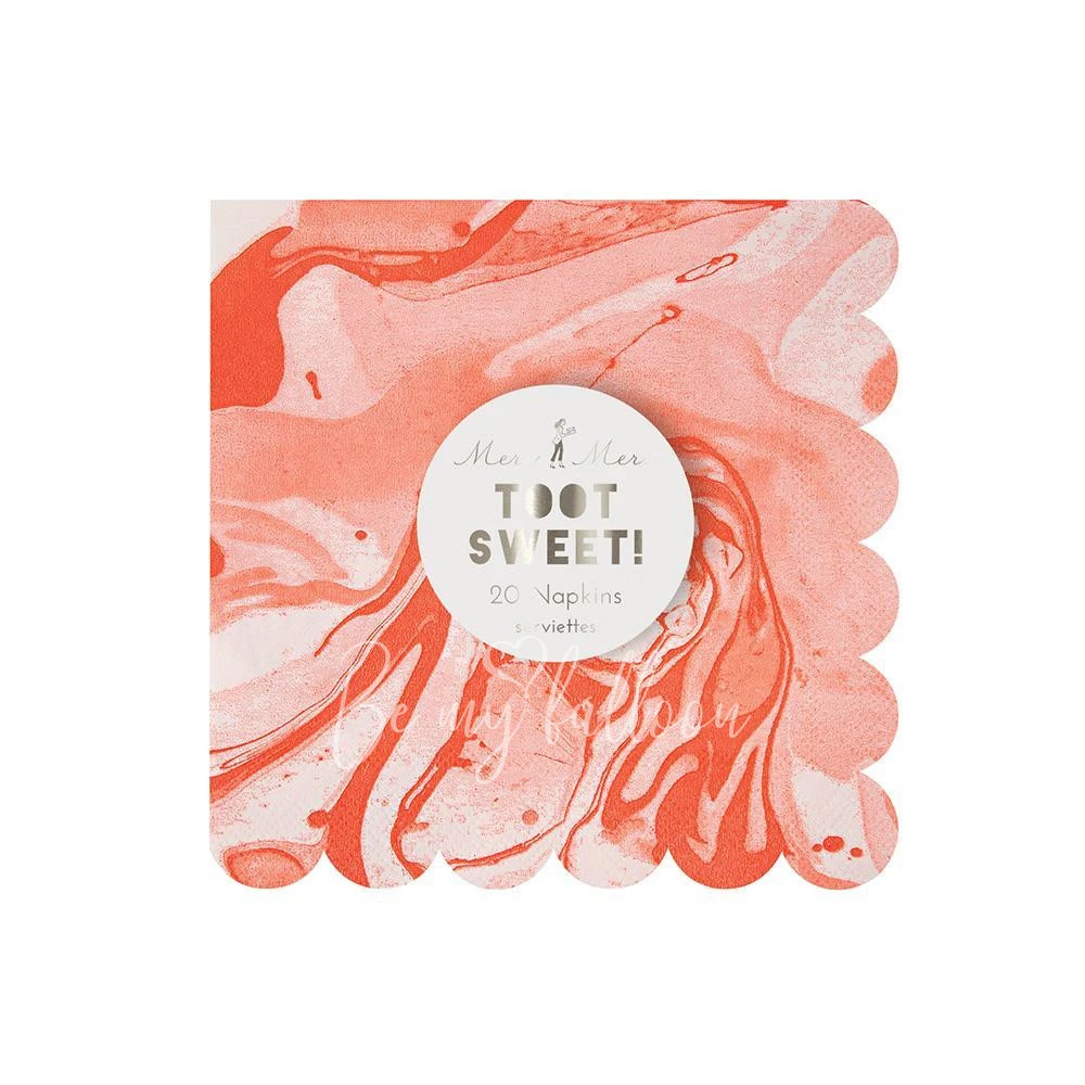 Neon Orange Marble Napkins (small)