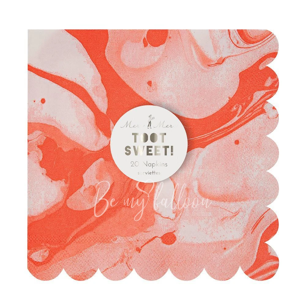 Neon Orange Marble Napkins (large)