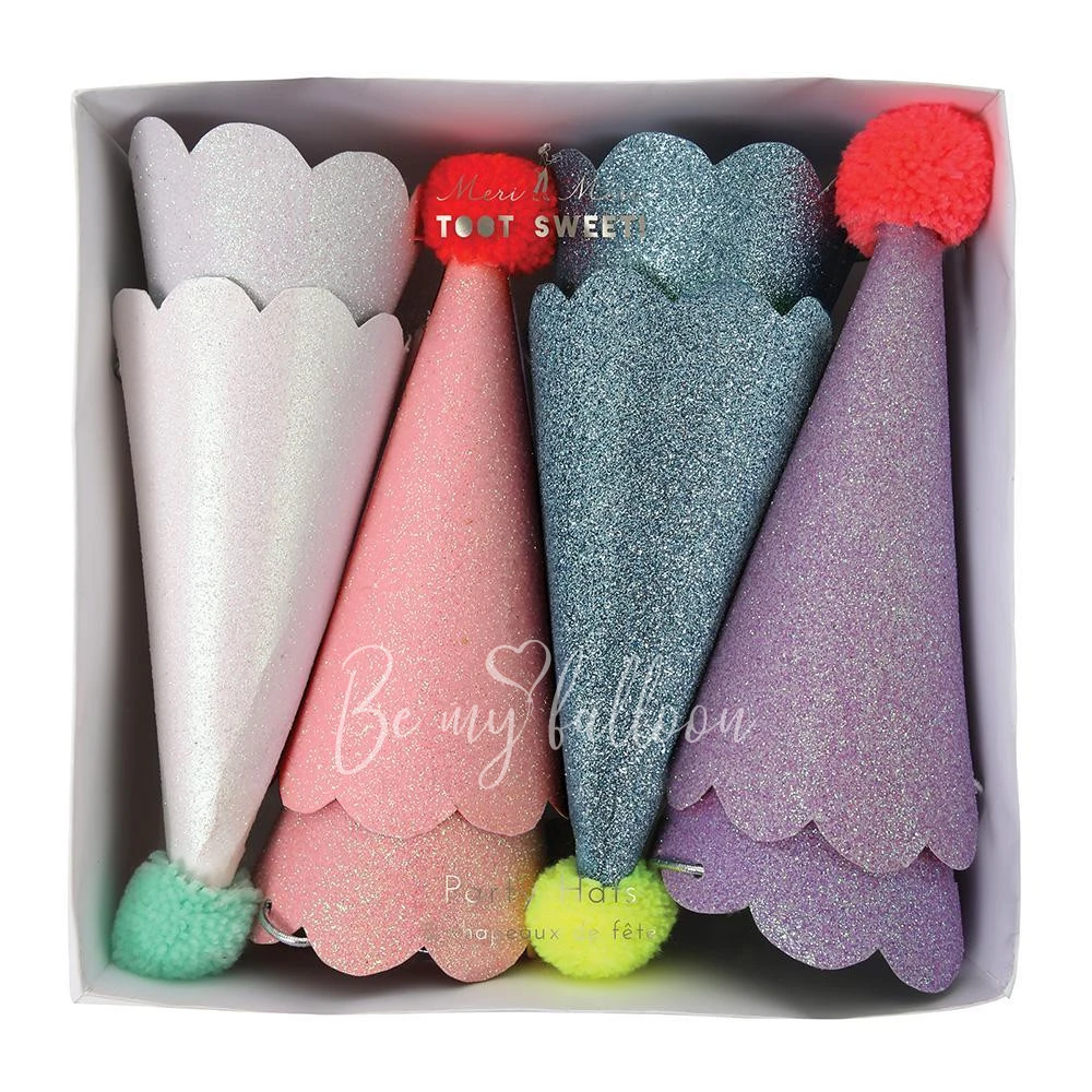 Glitter  & Pompom Party Hats