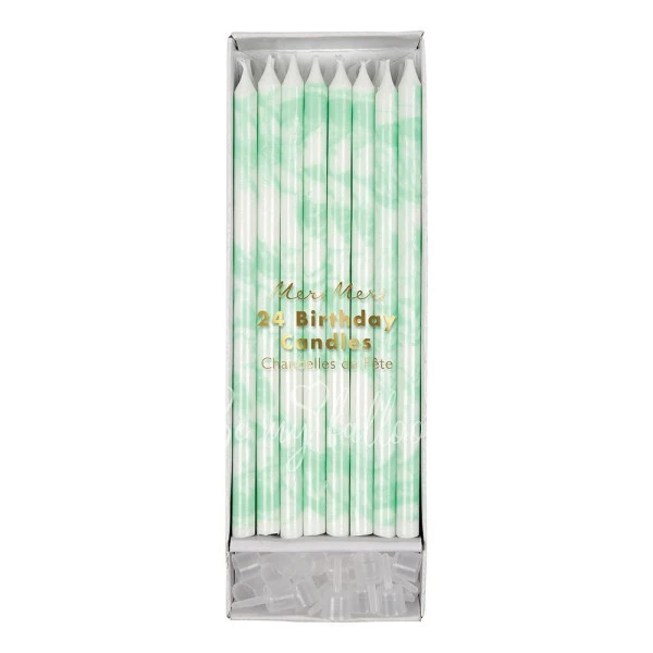 Mint Marbled Candles