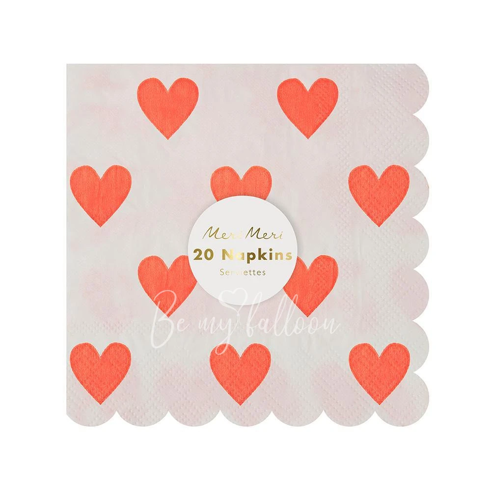 Small Coral Hearts Napkins
