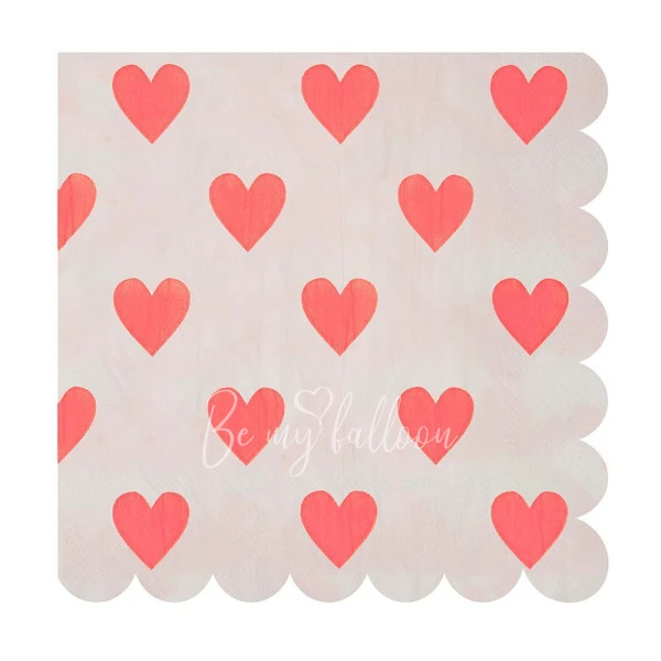 Large Coral Hearts Napkins