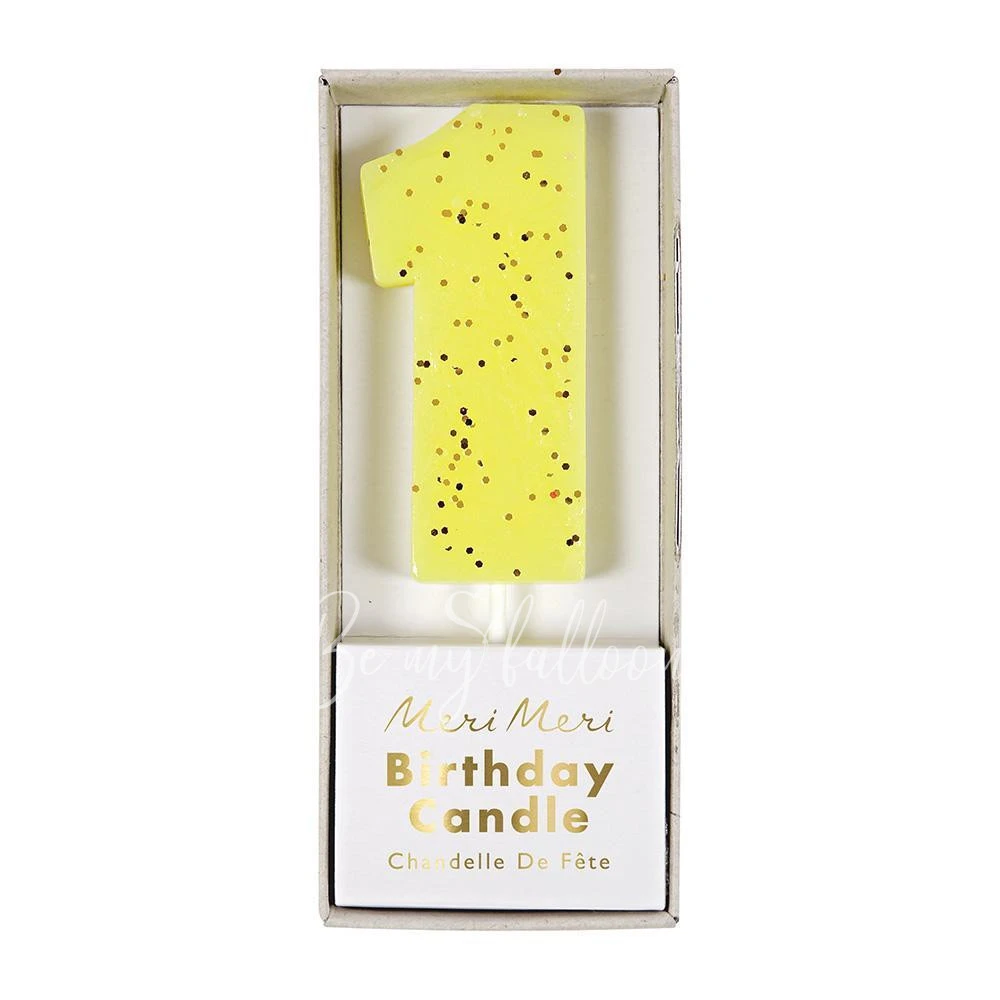 Yellow Number 1 Candle