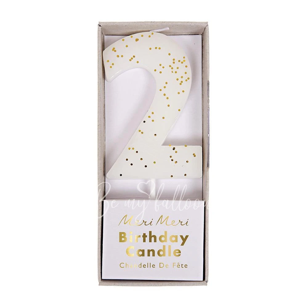 White Number 2 Candle