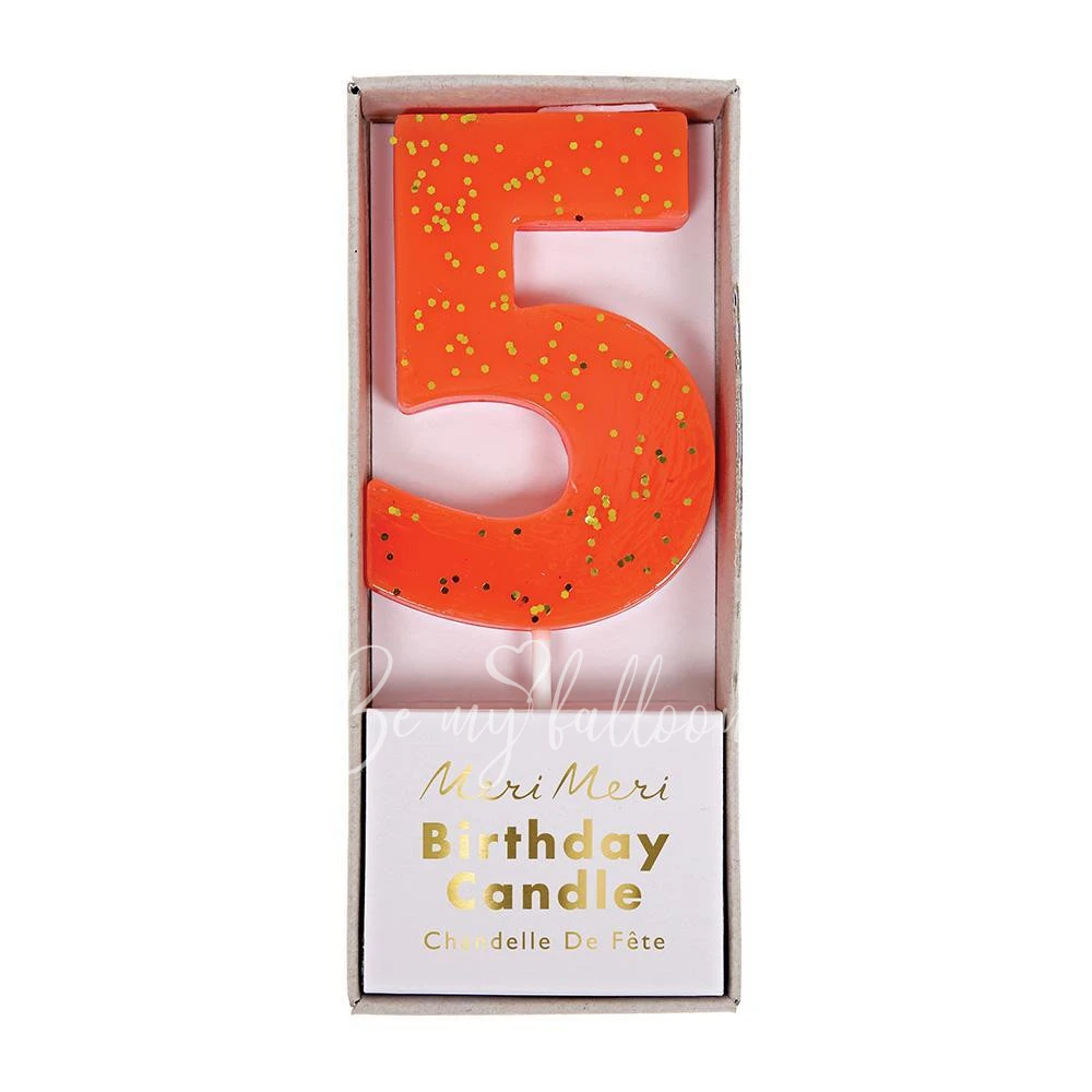 Coral Number 5 Candle