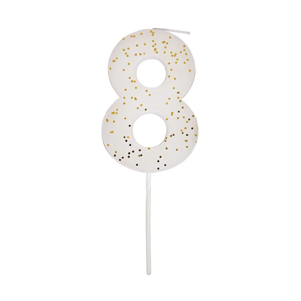 White Number 8 Candle