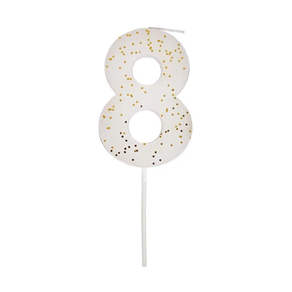 White Number 8 Candle