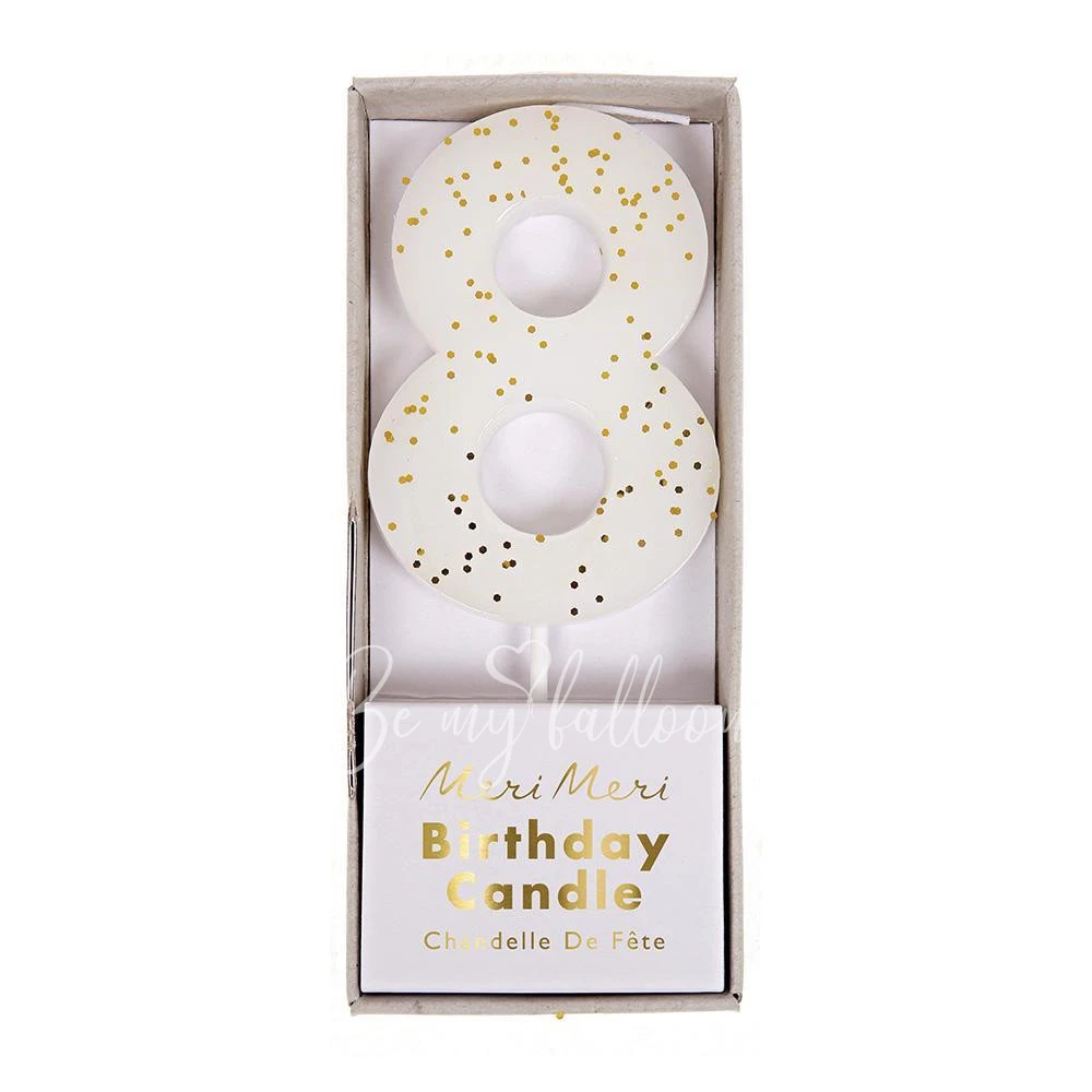 White Number 8 Candle