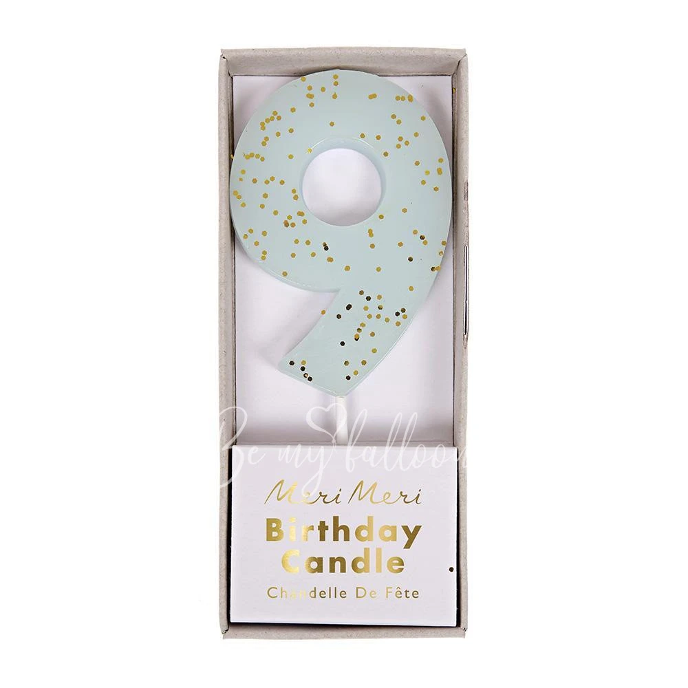 Blue Number 9 Candle