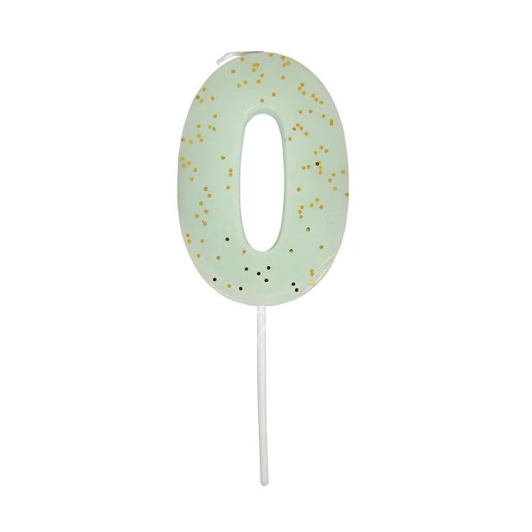 Mint Number 0  Candle