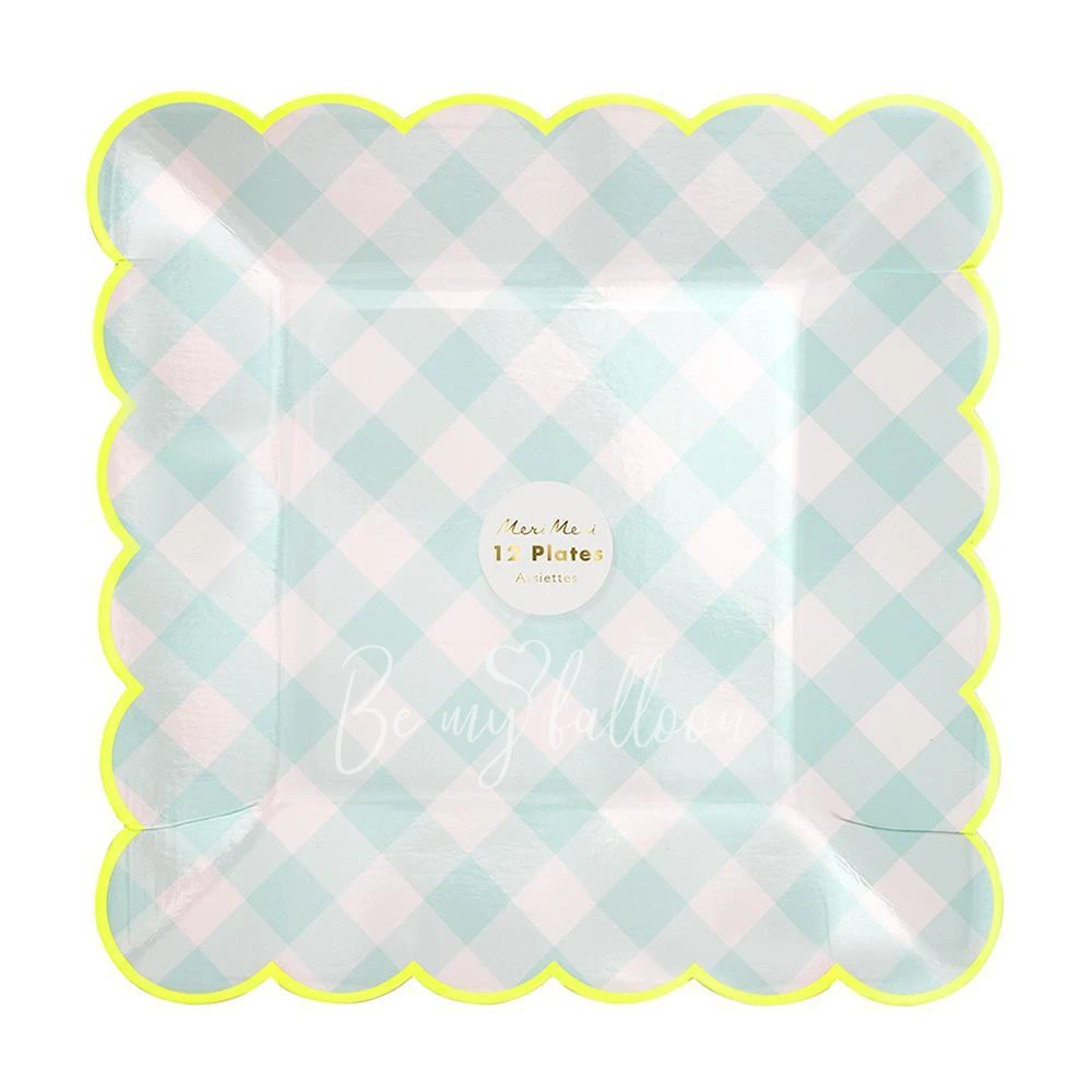 Blue Gingham Plates (large)