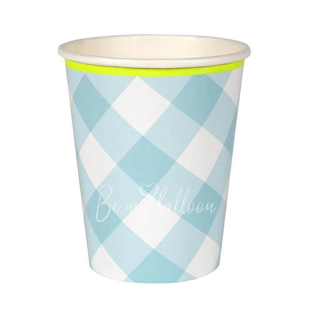 Blue Gingham Cups