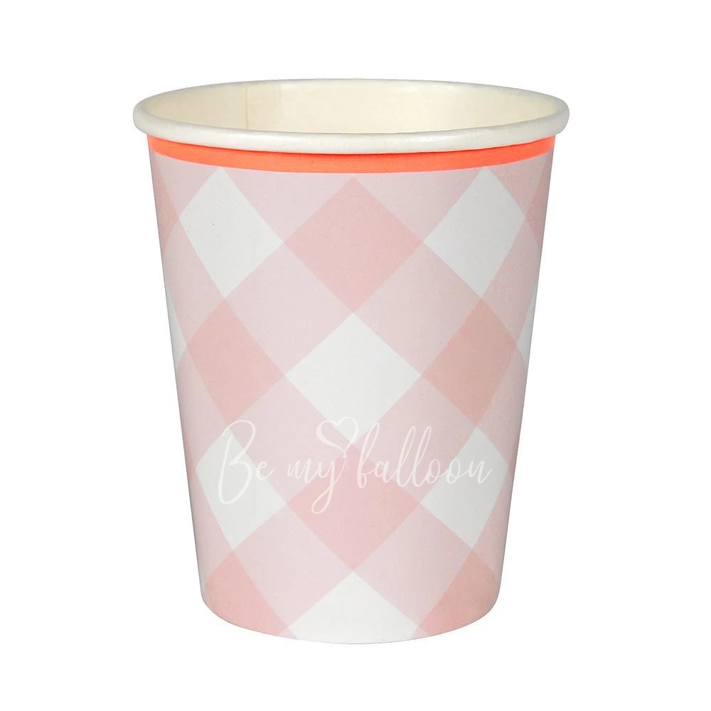 Pink Gingham Cups