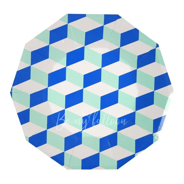 Aqua Cubic Plates (large)