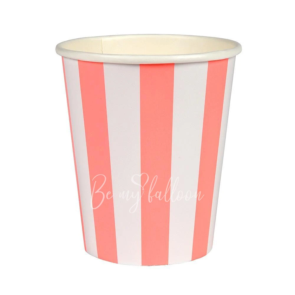Coral Striped Cups