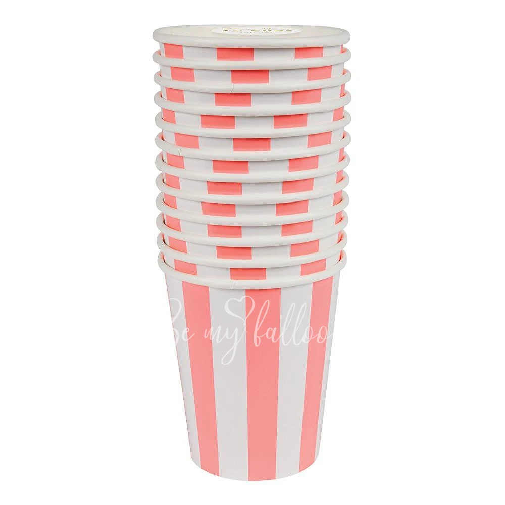 Coral Striped Cups
