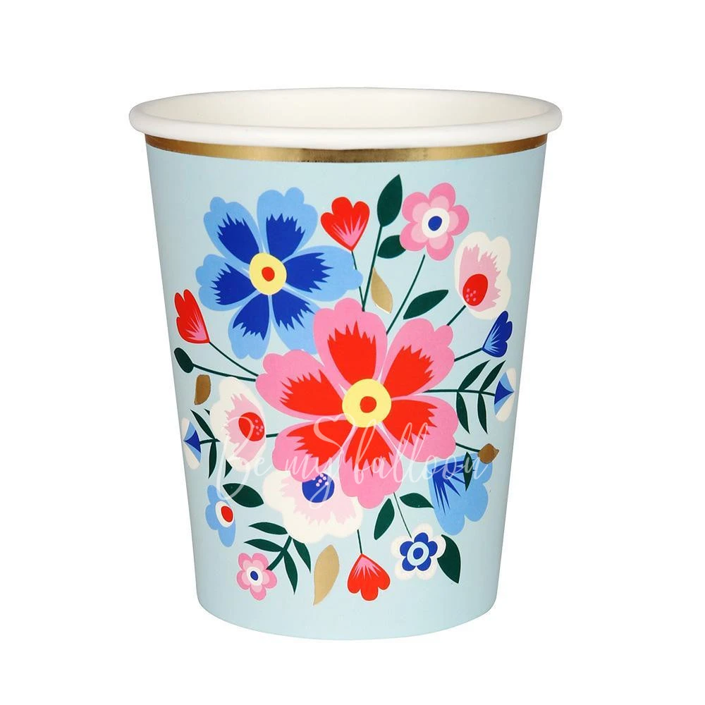 Bright Floral Cups