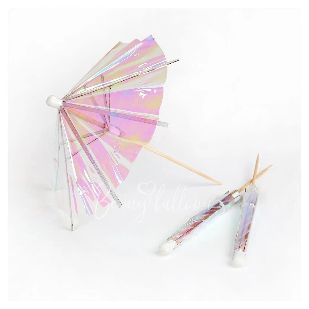 Iridescent Cocktail Umbrellas (longer stick)