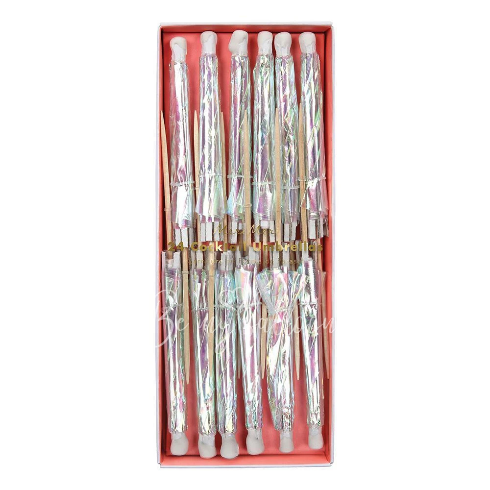 Iridescent Cocktail Umbrellas (longer stick)