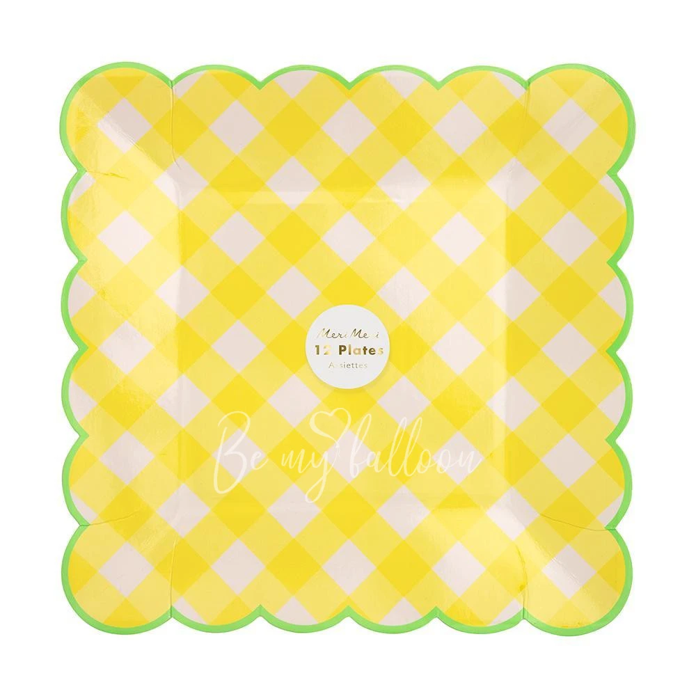 Yellow Gingham Plates (large)