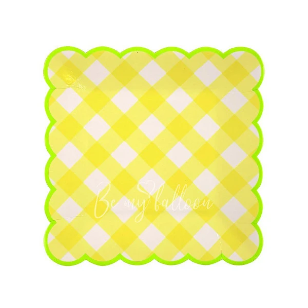 Yellow Gingham Plates (small)