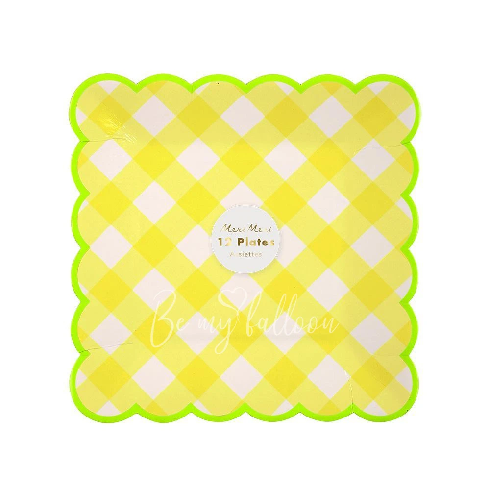 Yellow Gingham Plates (small)
