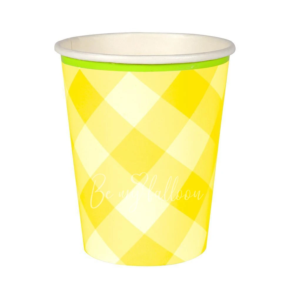 Yellow Gingham Cups