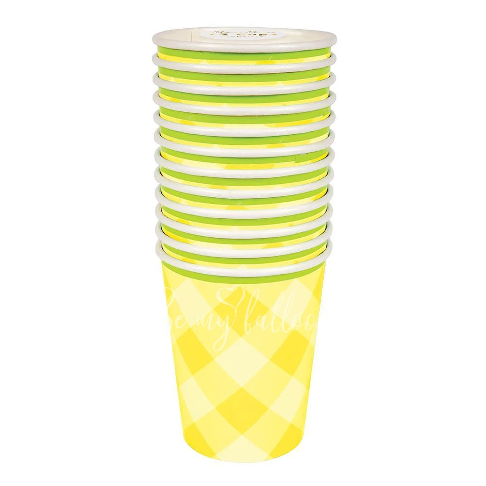 Yellow Gingham Cups