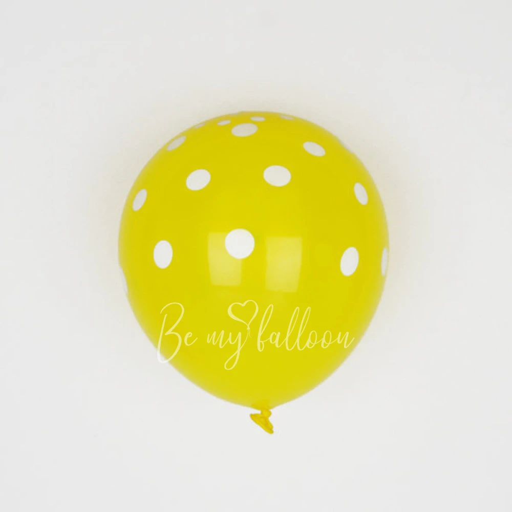 6 yellow balloons with white spots
