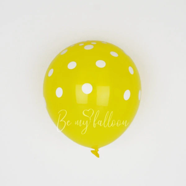 6 yellow balloons with white spots