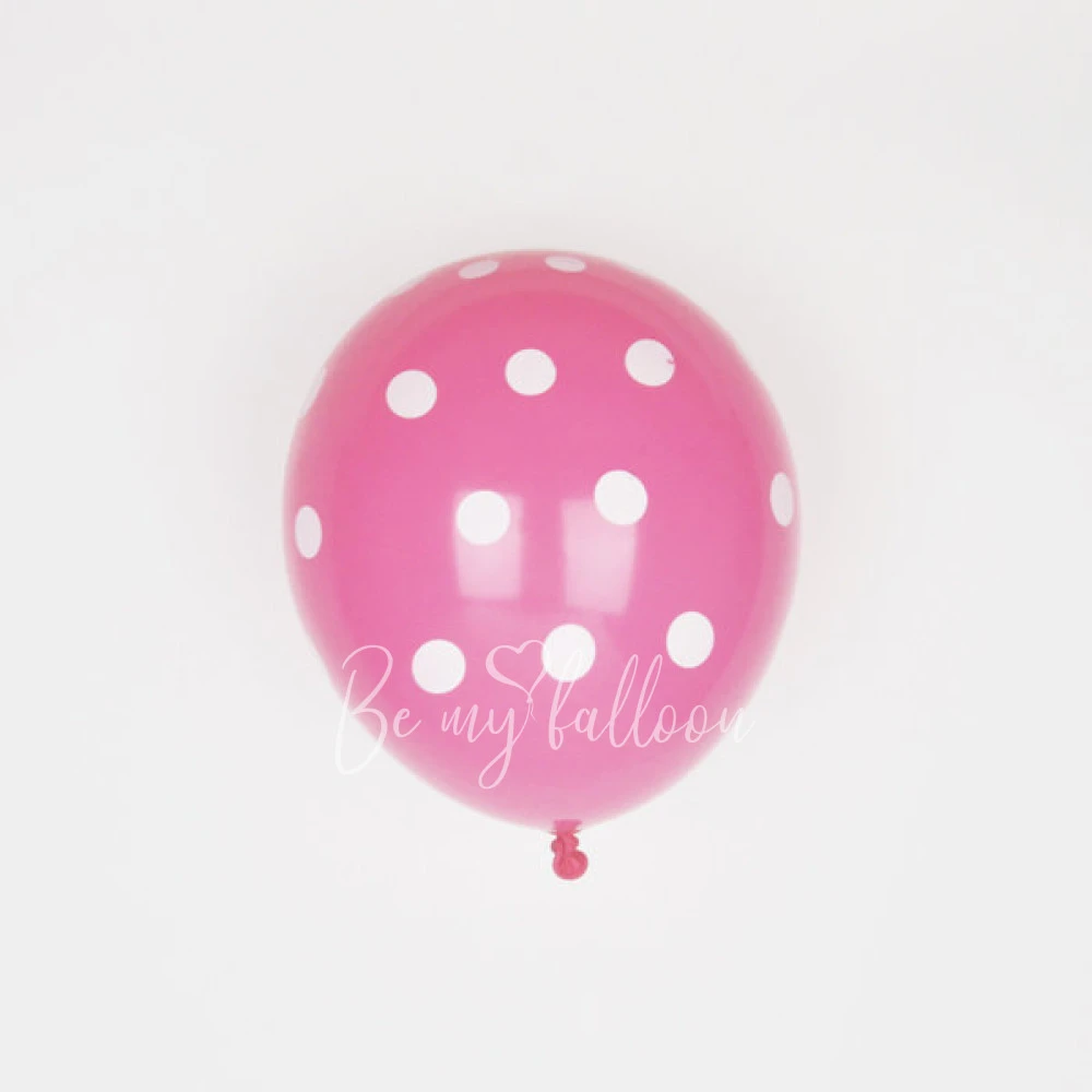 6 pink balloons with white spots