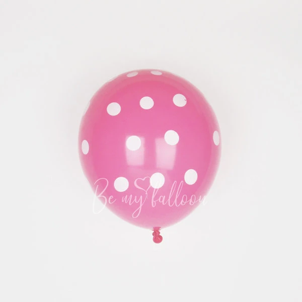 6 pink balloons with white spots