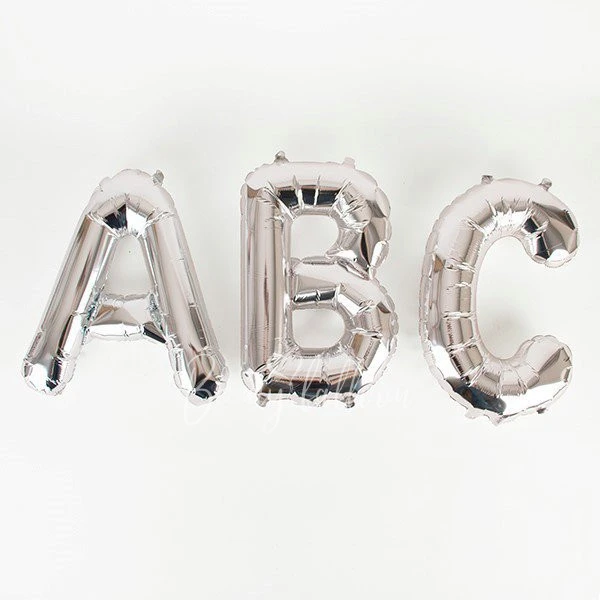 Small silver letter foil balloon