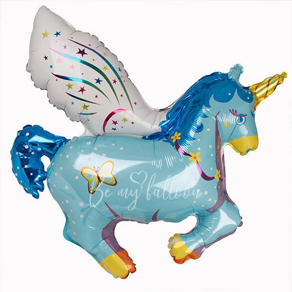 Foil balloon - Winged blue unicorn