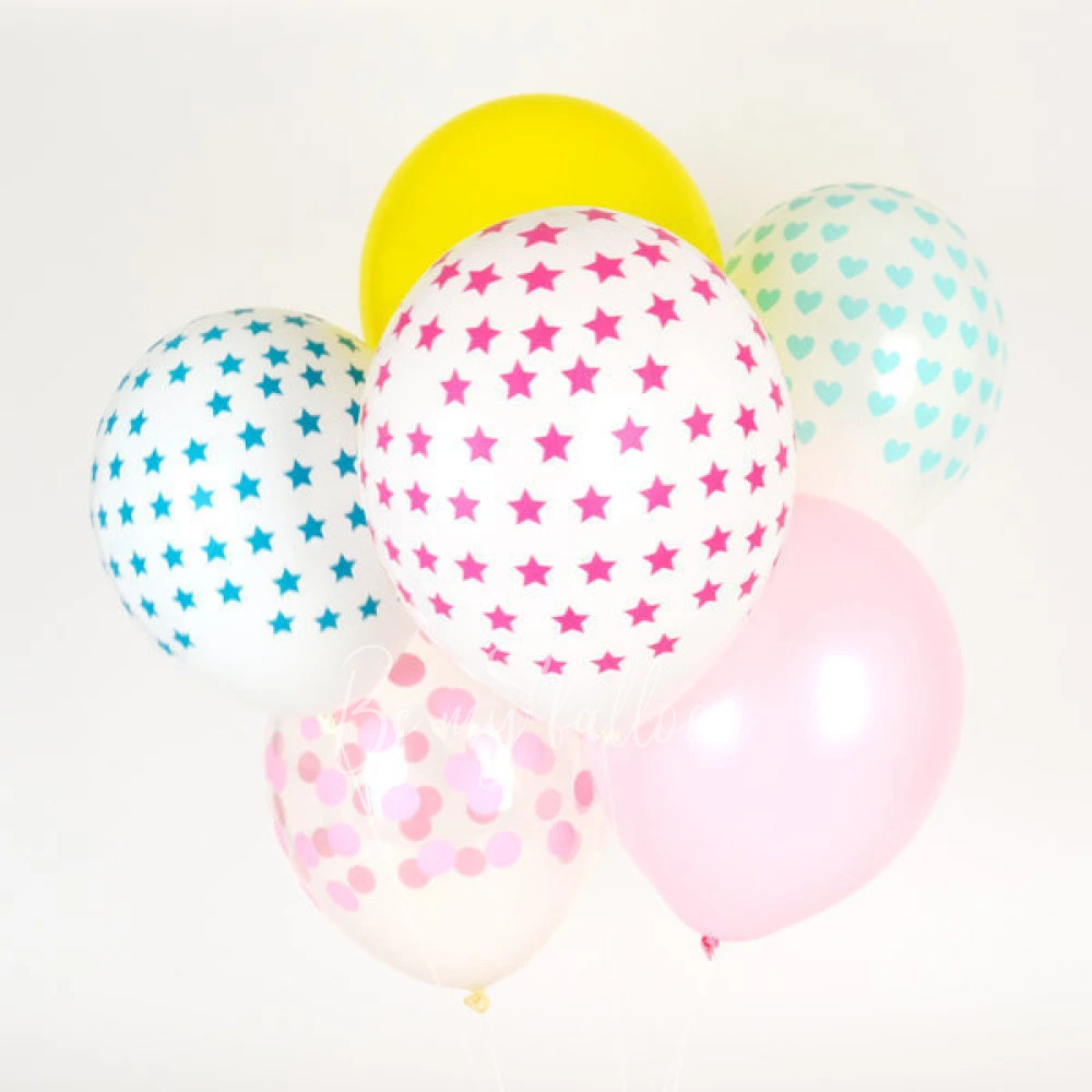 5 balloons - Pink stars