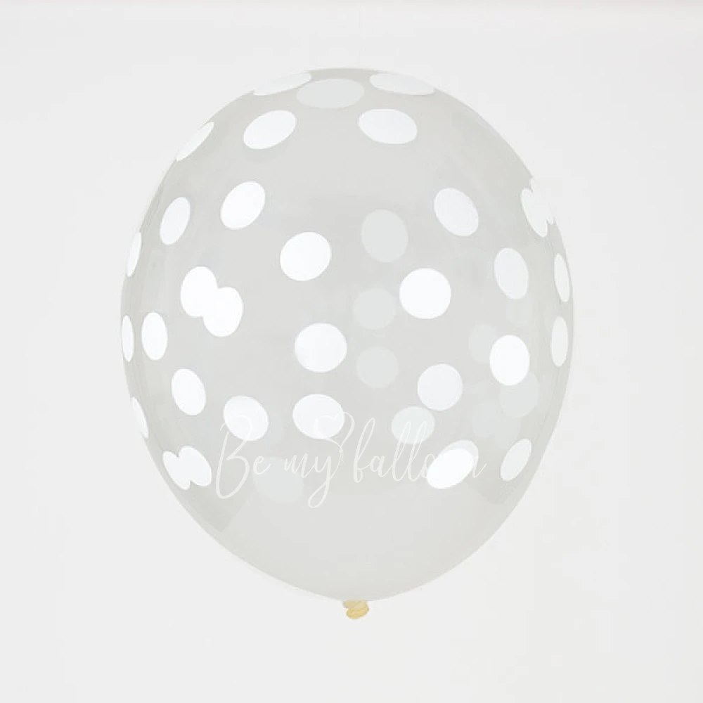 5 printed confetti balloons - White