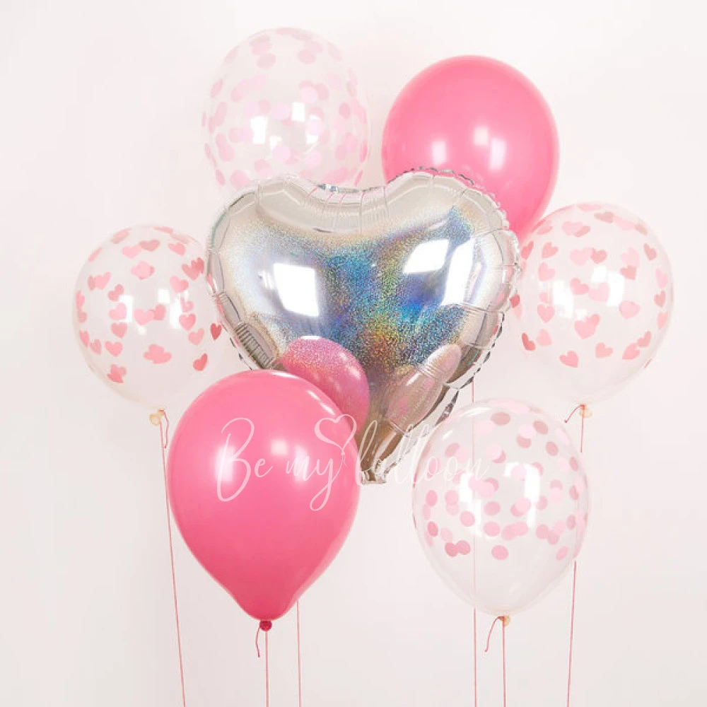 5 printed confetti balloons - Pink