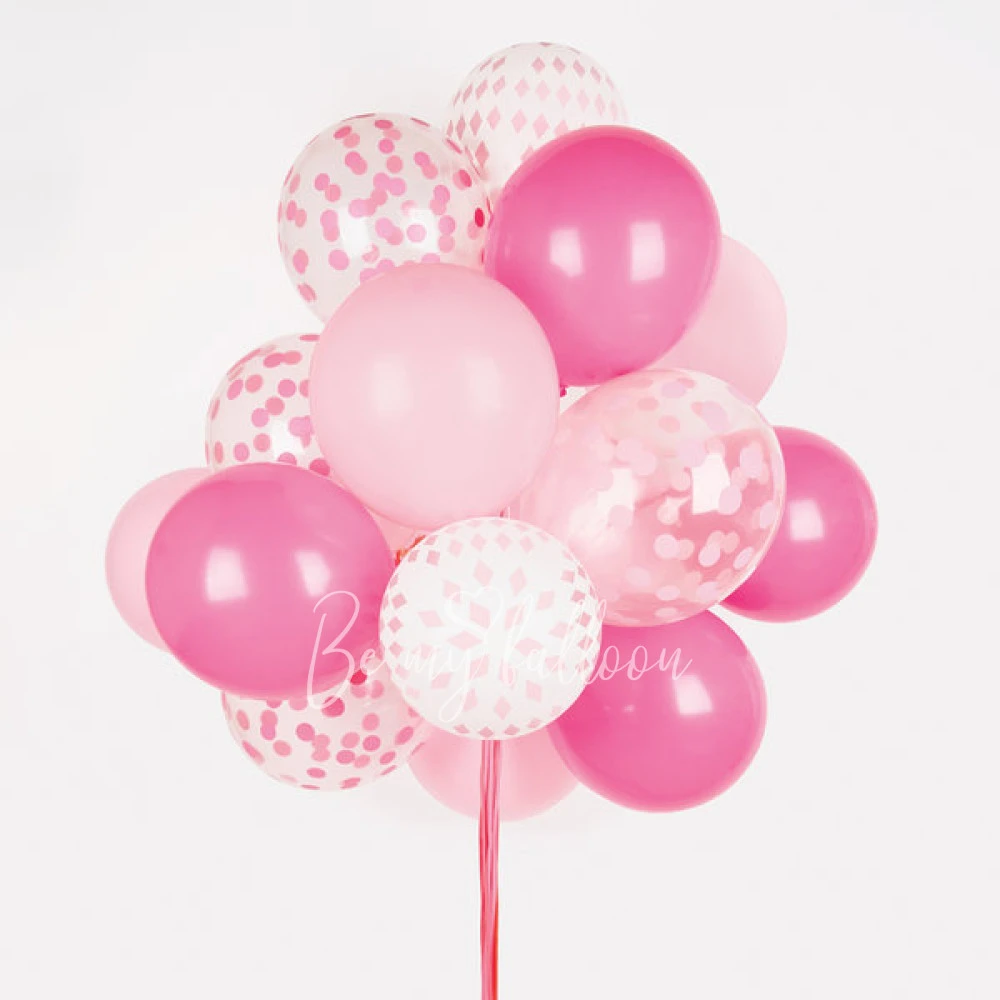 5 printed confetti balloons - Bright pink