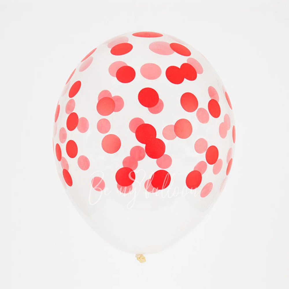 5 printed confetti balloons - Red