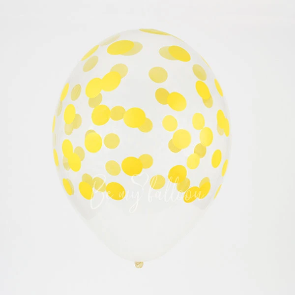 5 printed confetti balloons - Yellow