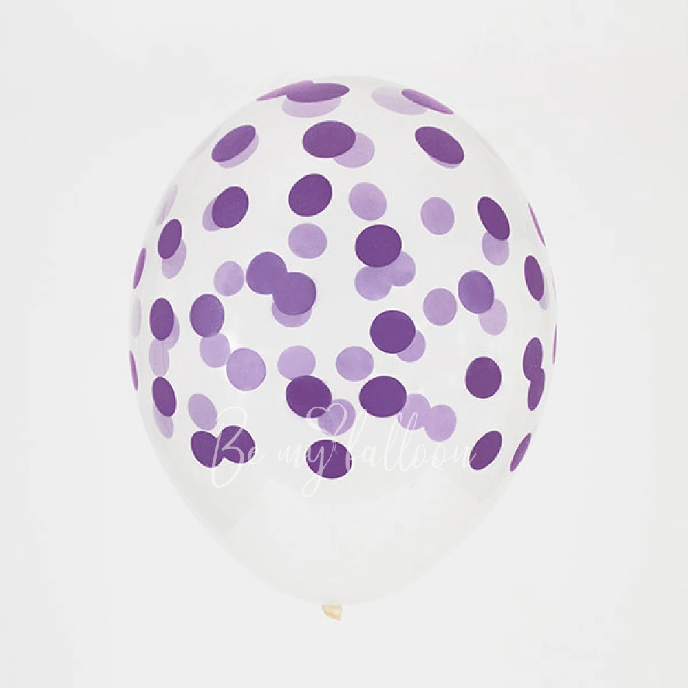 5 printed confetti balloons - Purple