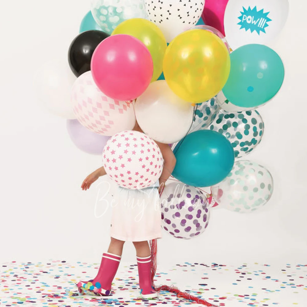5 printed confetti balloons - Purple