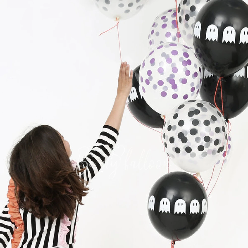 5 printed confetti balloons - Purple