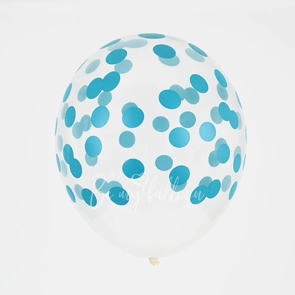 5 printed confetti balloons - Blue