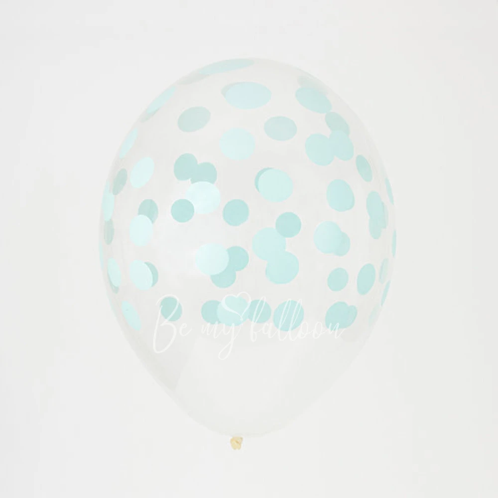 5 printed confetti balloons - Aqua