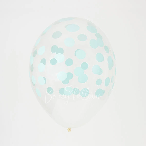 5 printed confetti balloons - Aqua