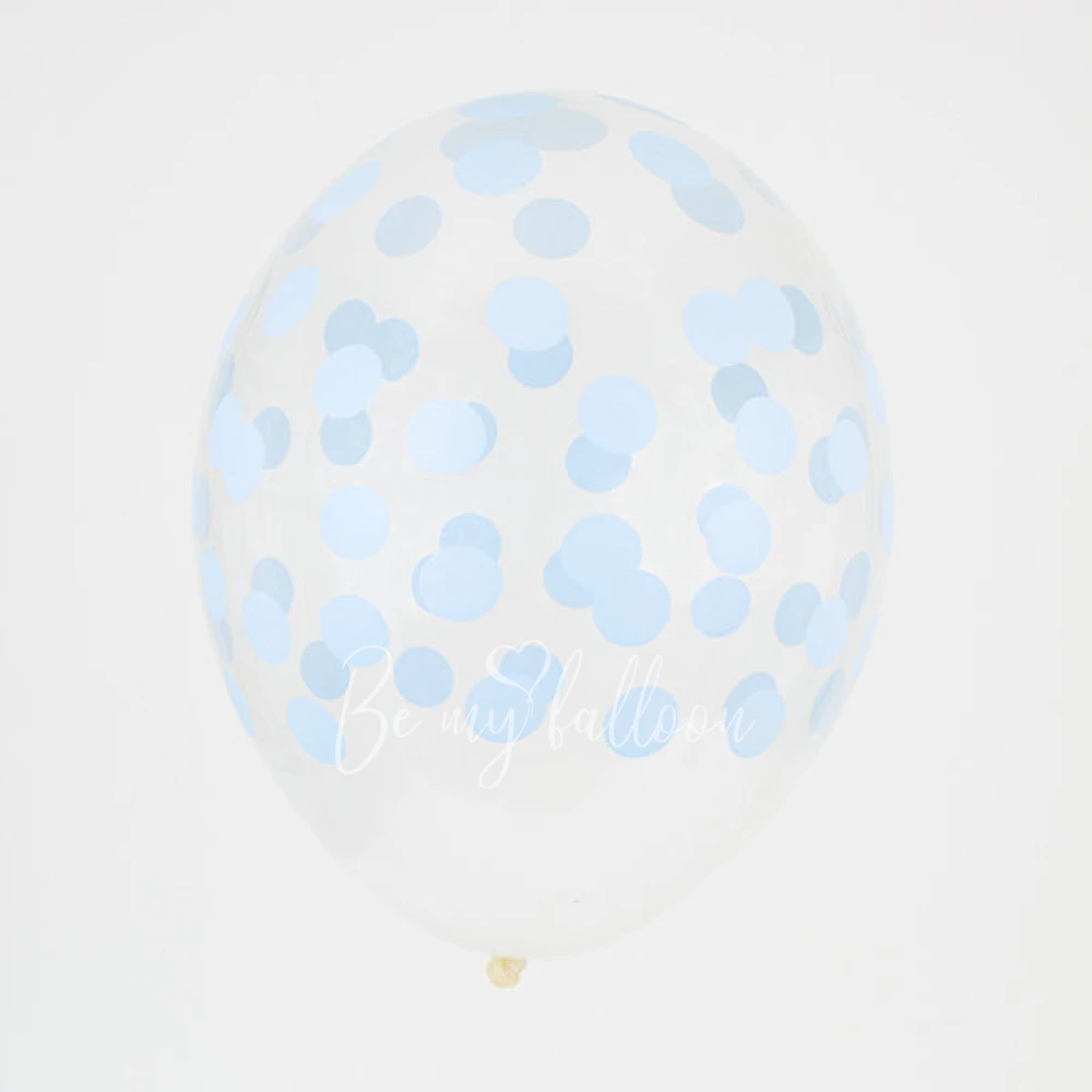 5 printed confetti balloons - Light blue