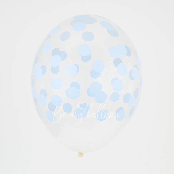 5 printed confetti balloons - Light blue